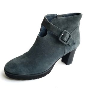 Sacha London gray suede chunky sole ankle boots block heel